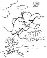 coloriage efelant et petit gourou chasse au papillon